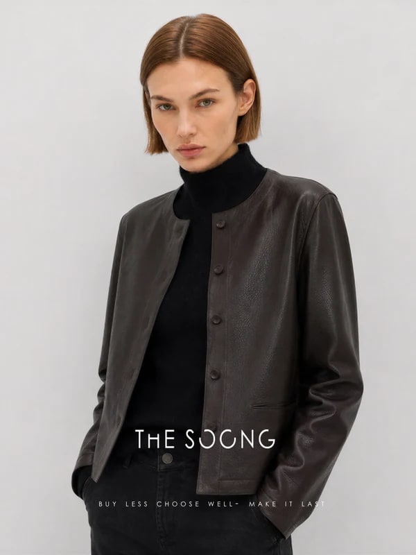 THESOONG “Leather Poem” New Zealand Lambskin Cropped Jacket - 8918 view 3