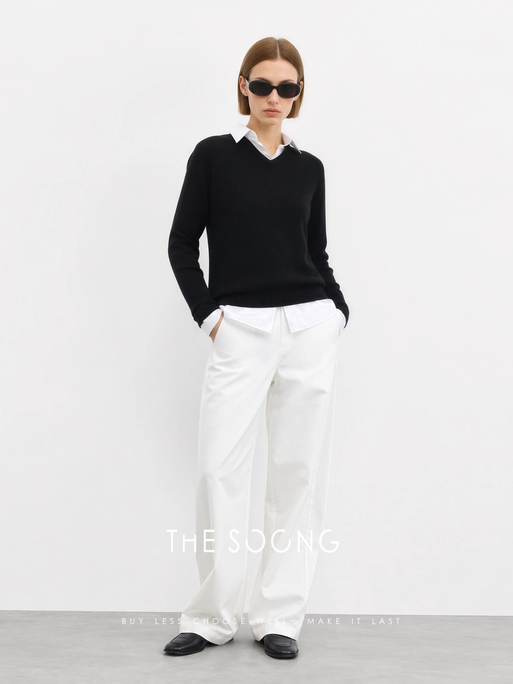 THESOONG “Clean Line Pants” Mid-Low Rise Barrel-Leg Casual Pants - 6882 view 5