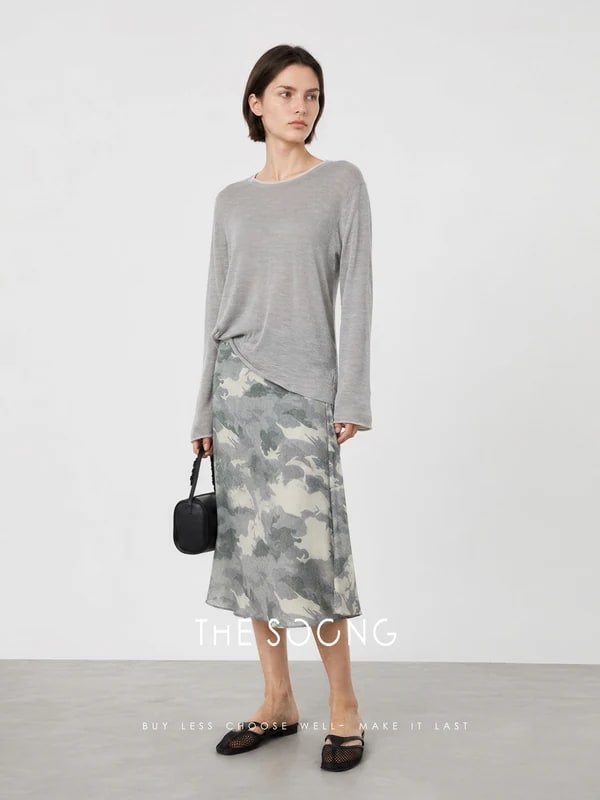 THESOONG Camo Print High-Waist Mermaid Midi Skirt - 9413 view 5