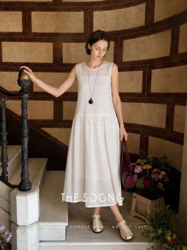 THESOONG Summer Linen Cotton Sleeveless Dress 9370 view 6