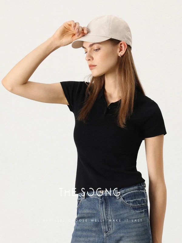 THESOONG 100% Cotton Double-Gauze Short-Sleeve Polo Henley Shirt - 7375 view 3