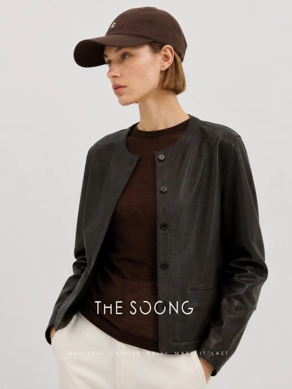 THESOONG “Leather Poem” New Zealand Lambskin Cropped Jacket - 8918 view 4