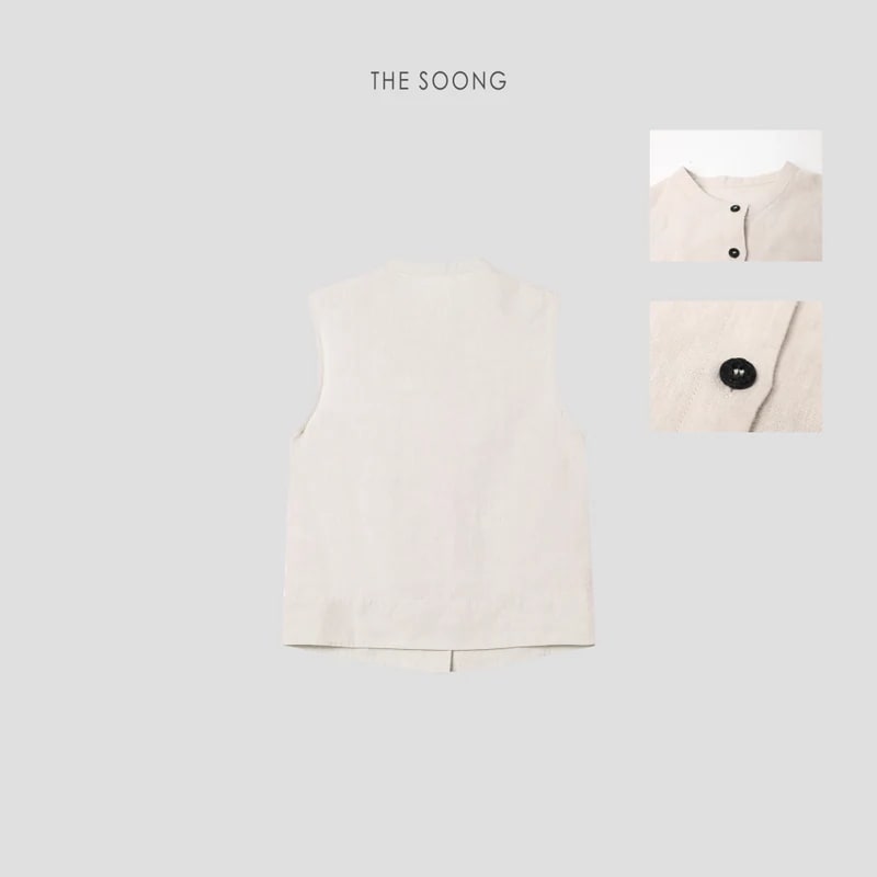 THESOONG Sand-Washed Softened Lightweight Linen Sleeveless Vest view 10