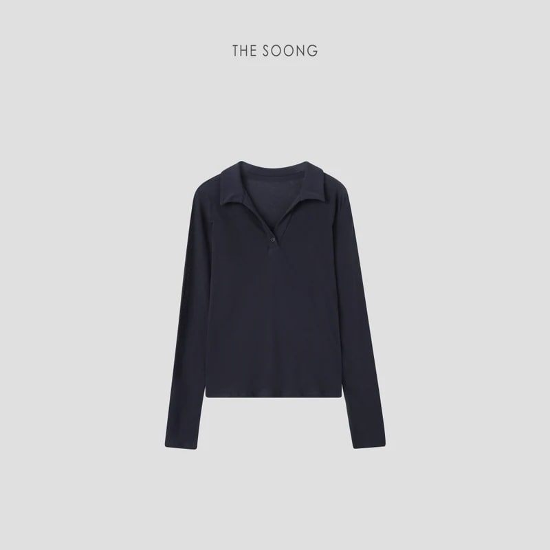 THESOONG 26s' Classic Versatile Slimming Henley Polo Long Sleeve view 13