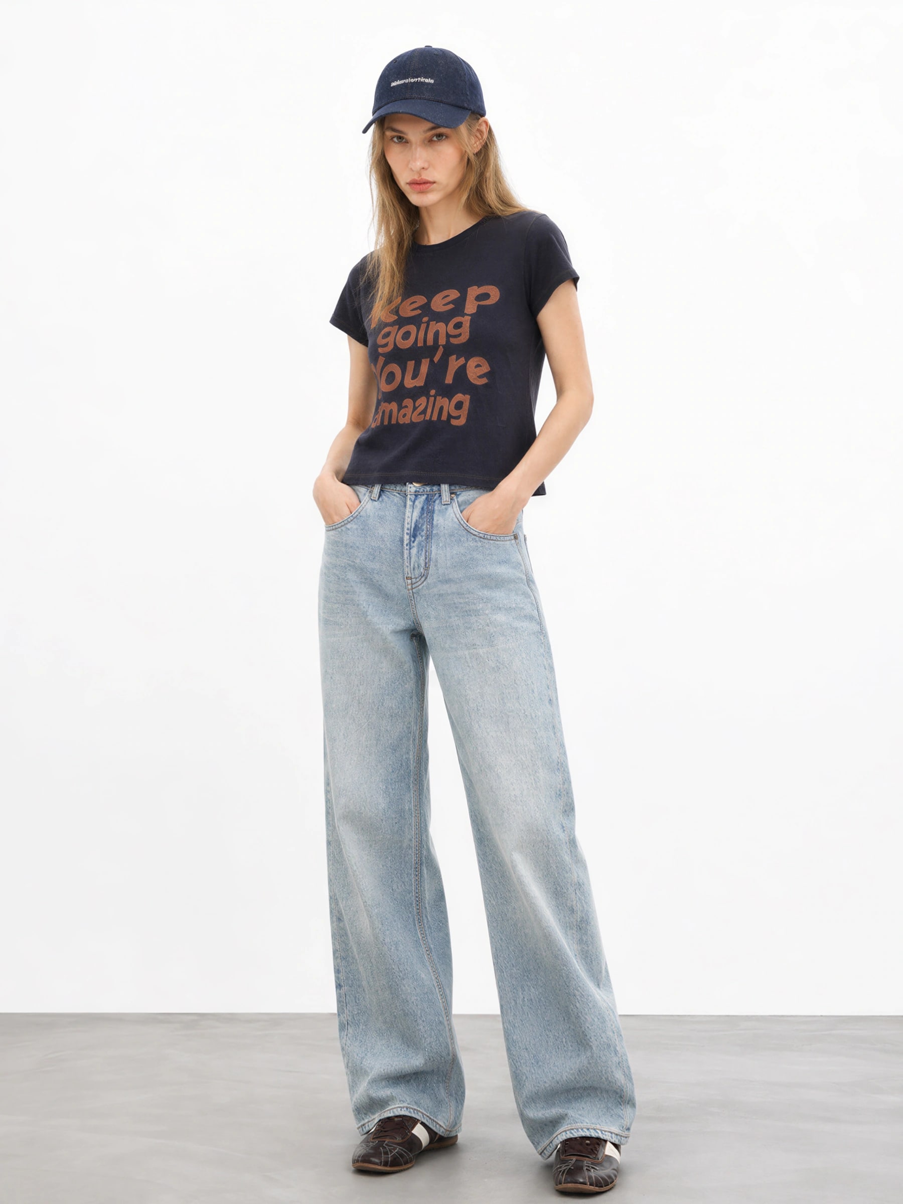 THESOONG Relaxed Cotton-Linen Contrast-Stitch Cropped T-Shirt - 8807 view 11