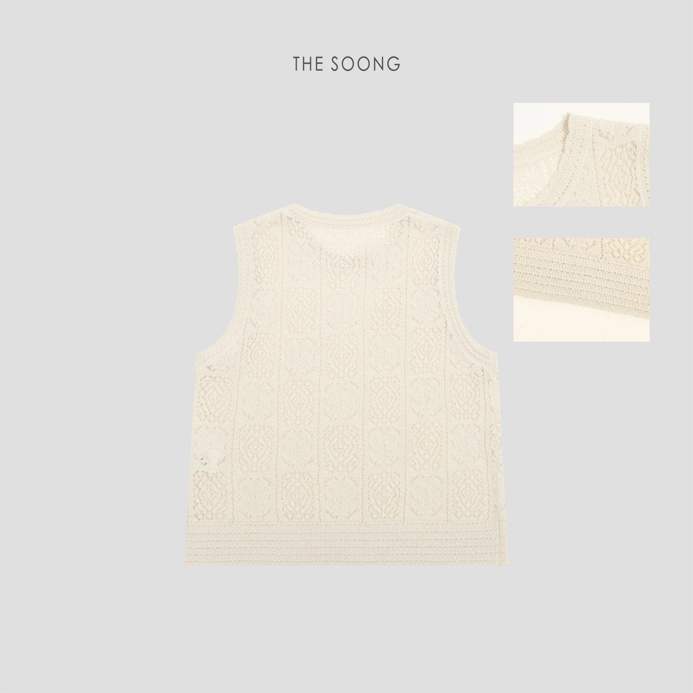 THESOONG Vintage Irish Hand-Knitted Aran Textured Vest Top 8531 view 5