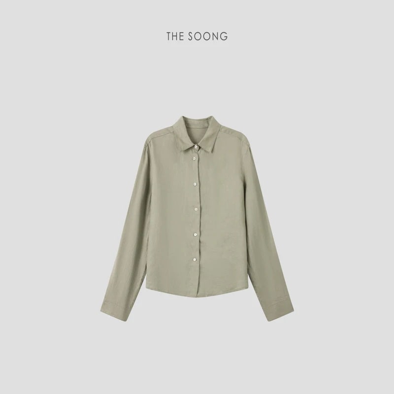 THESOONG Quiet Luxury 100% Linen Textured Collared Shirt - 8846 view 7