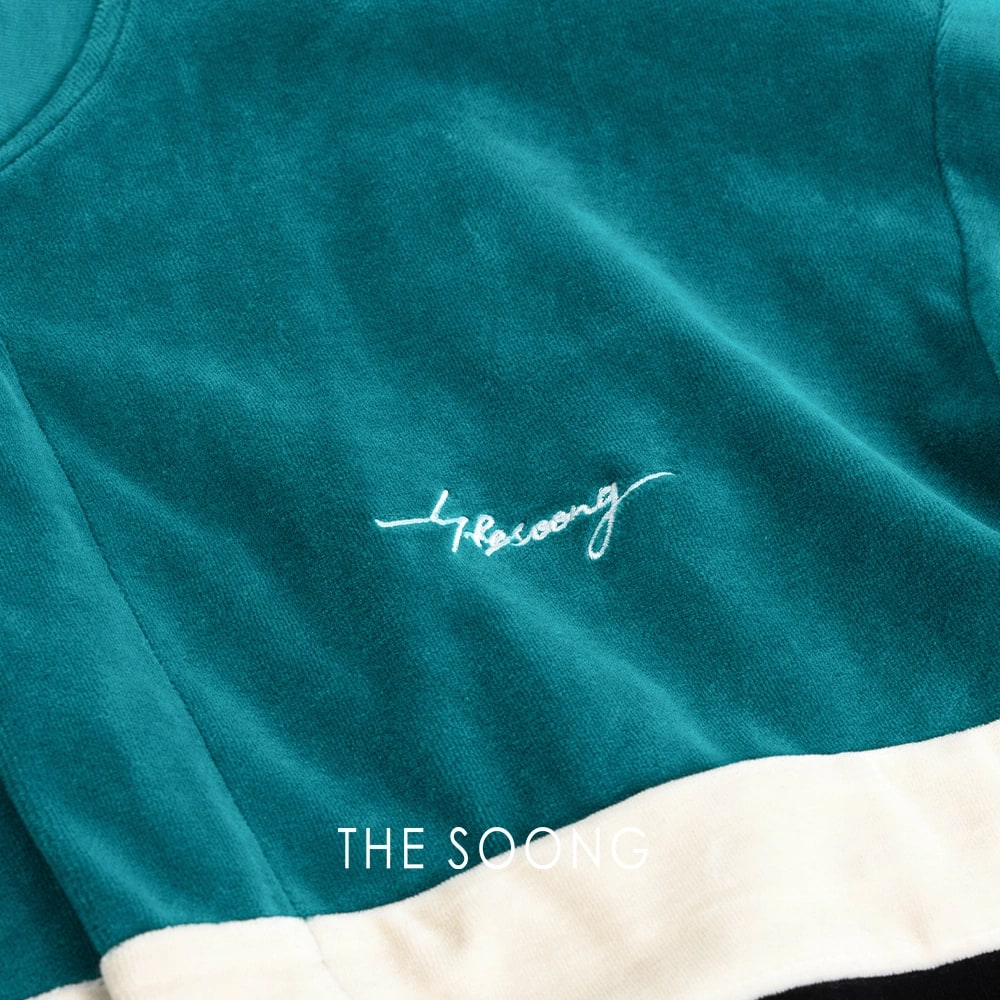 THESOONG “90s Vintage” Velvet Contrast Oversized Baseball Jacket - 9019 view 9