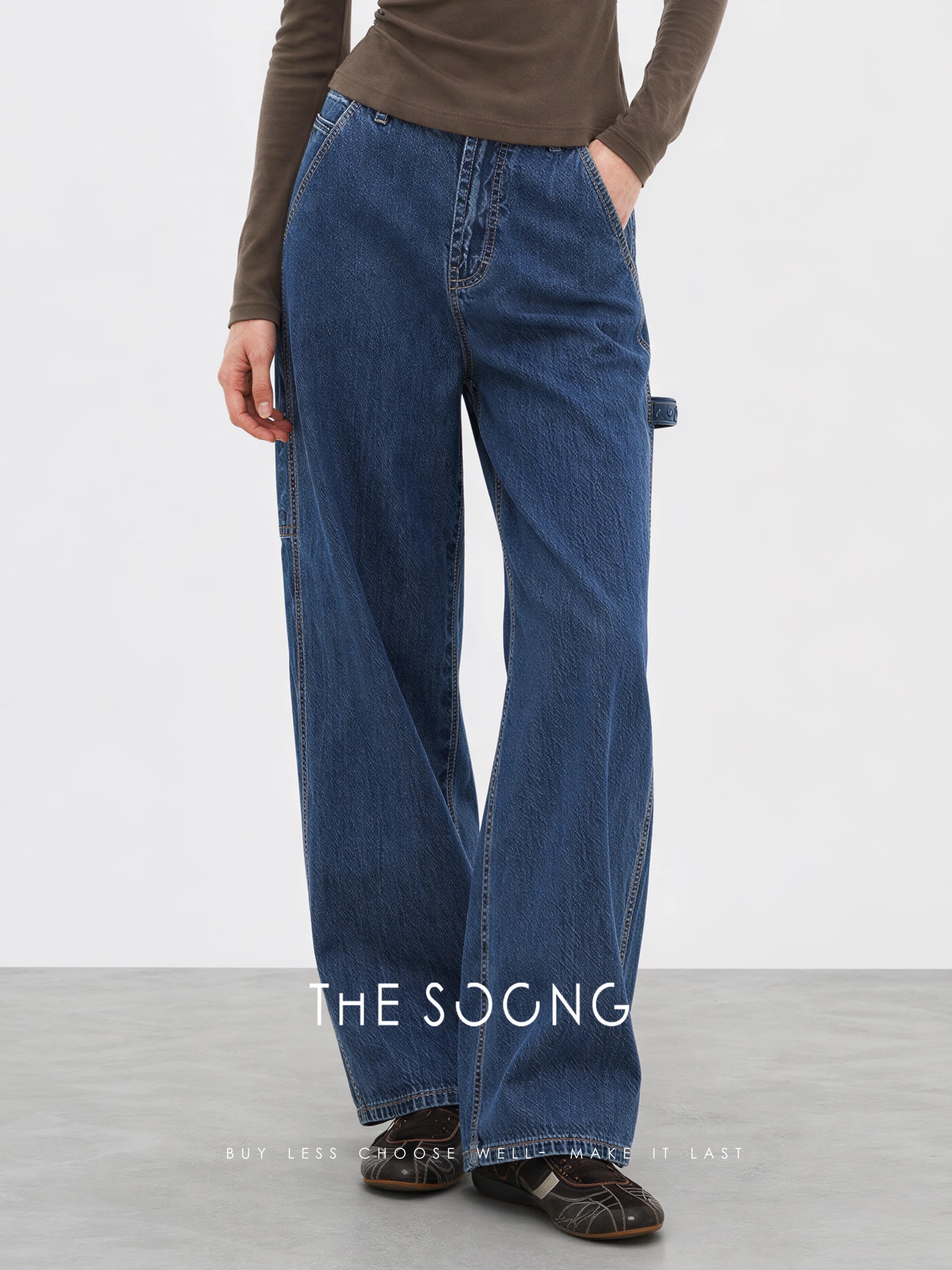 THESOONG “Okayama Denim” 90s Vintage Mid-Low Rise Wide-Leg Jeans - 9095 view 4