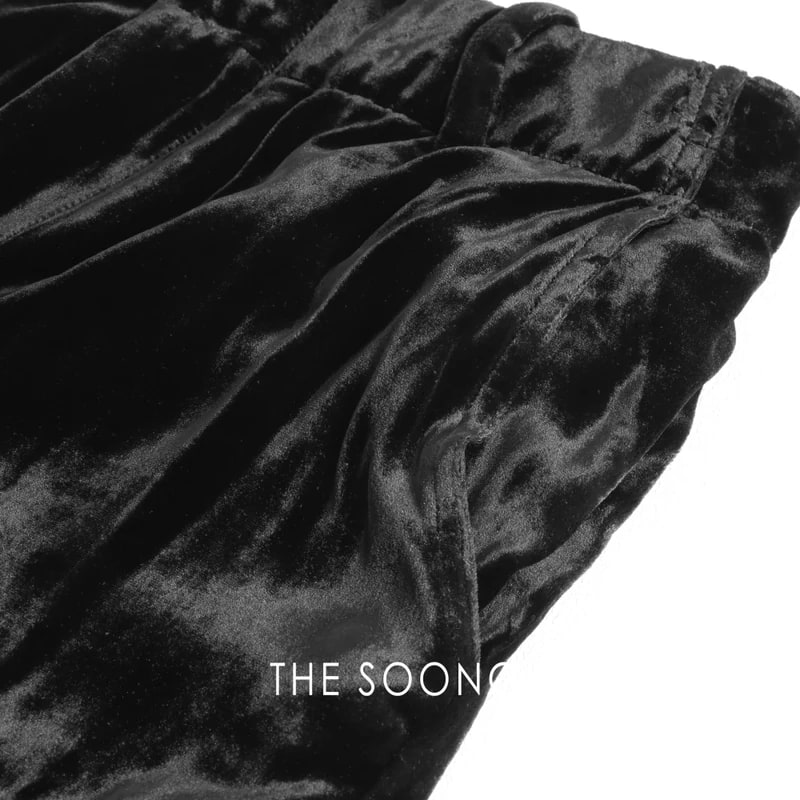 THESOONG 100% Silk Glossy Black Cargo Wide-Leg Pants - 8526 view 5
