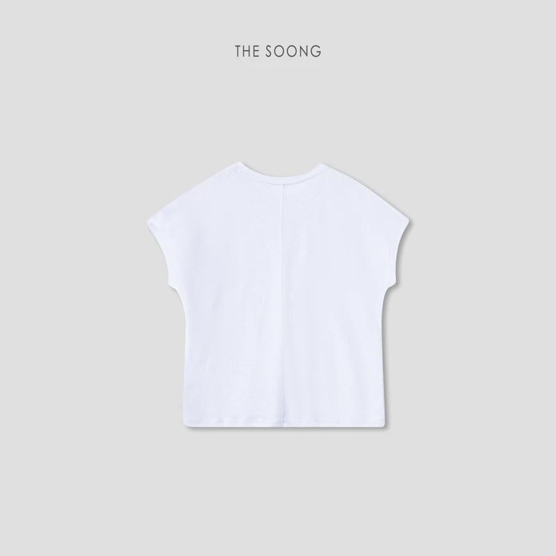 THESOONG Rain Dew Linen-Cotton Blend Small Flutter-Sleeve T-Shirt view 14
