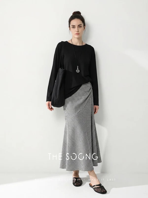 THESOONG 체크 머메이드 스커트 view 2