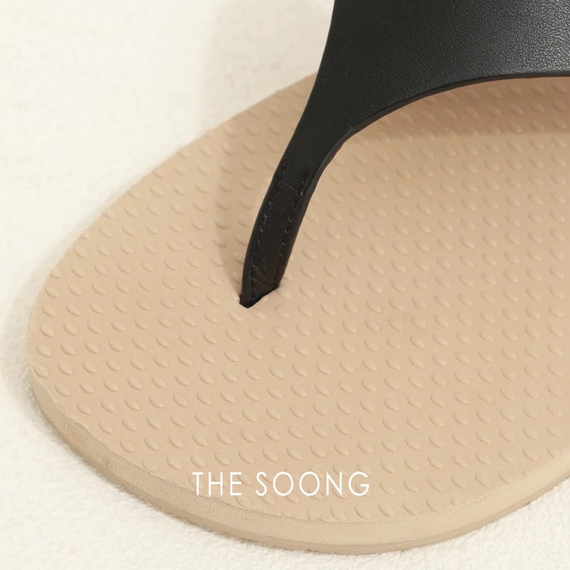 THESOONG Genuine Leather Flip-Flops, Hand-Polished Pebbled Finish view 7