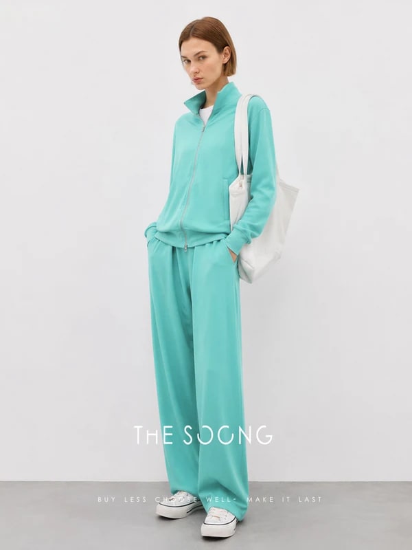 THESOONG “Evergreen” Cotton-Blend Stand-Collar Casual Set - 8995/8996 view 4