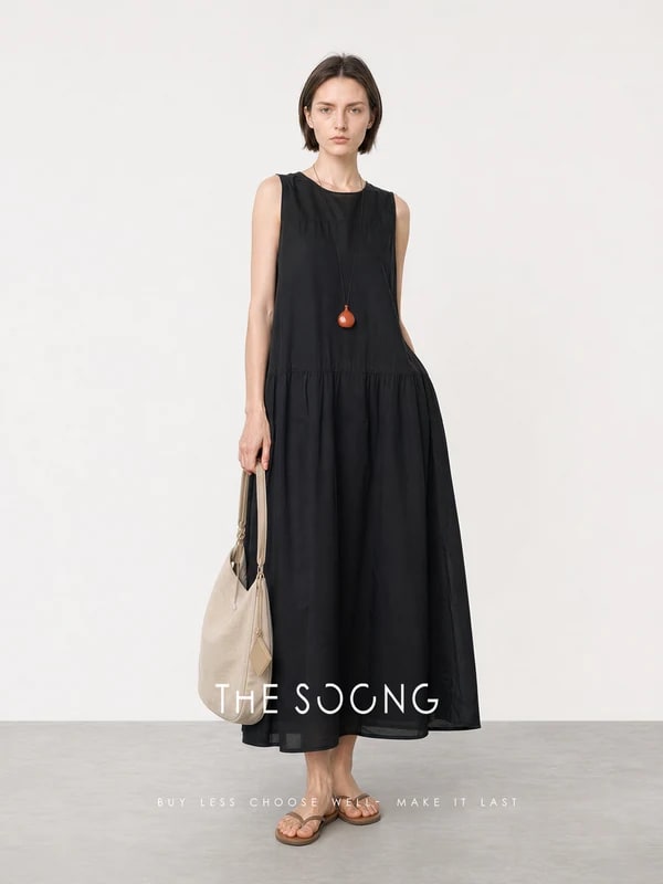 THESOONG Summer Linen Cotton Sleeveless Dress 9370 view 5