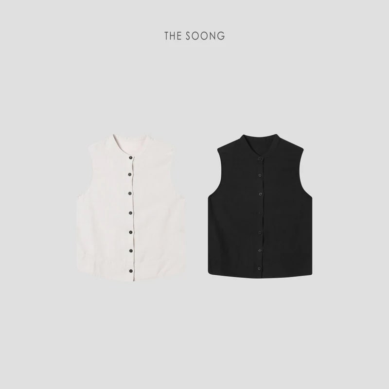 THESOONG Sand-Washed Softened Lightweight Linen Sleeveless Vest view 1
