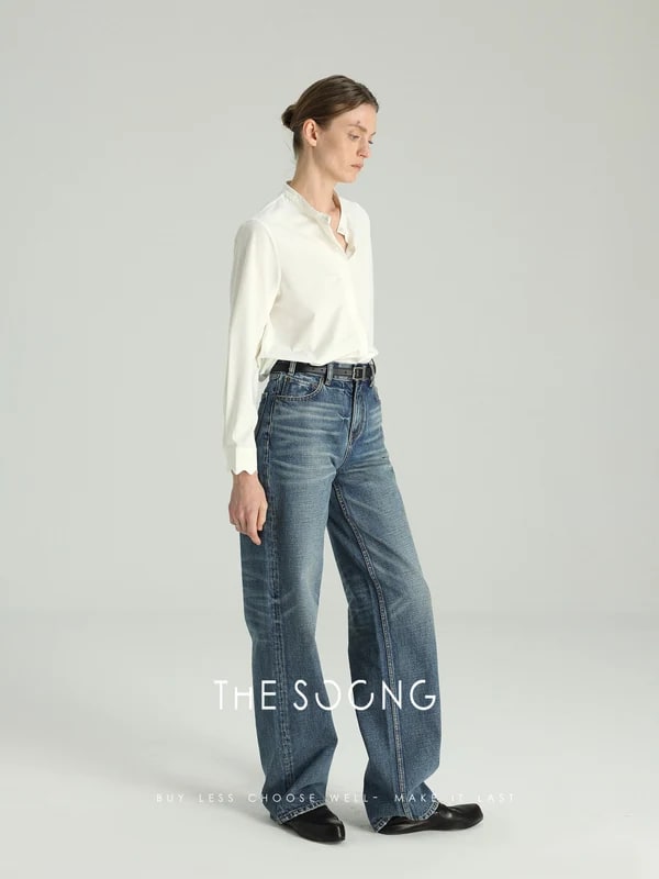THESOONG Classic Hand-Brushed Whiskered Non-Stretch Zip Structured M view 3
