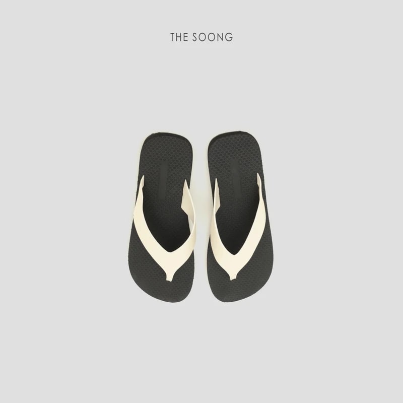 THESOONG Genuine Leather Flip-Flops, Hand-Polished Pebbled Finish view 2