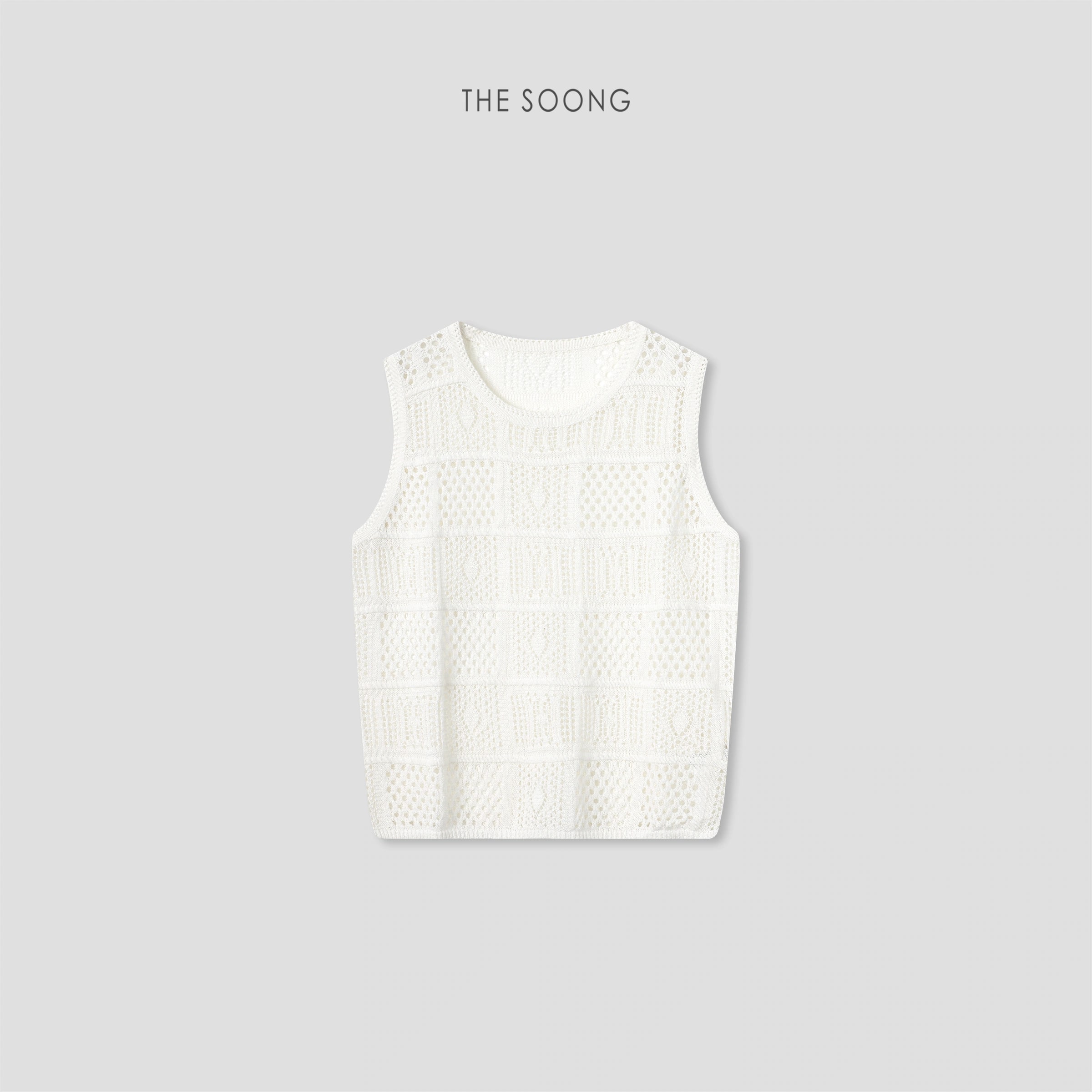 THESOONG “Cool-Touch Openwork” Fine-Knit Sleeveless Top - 9412