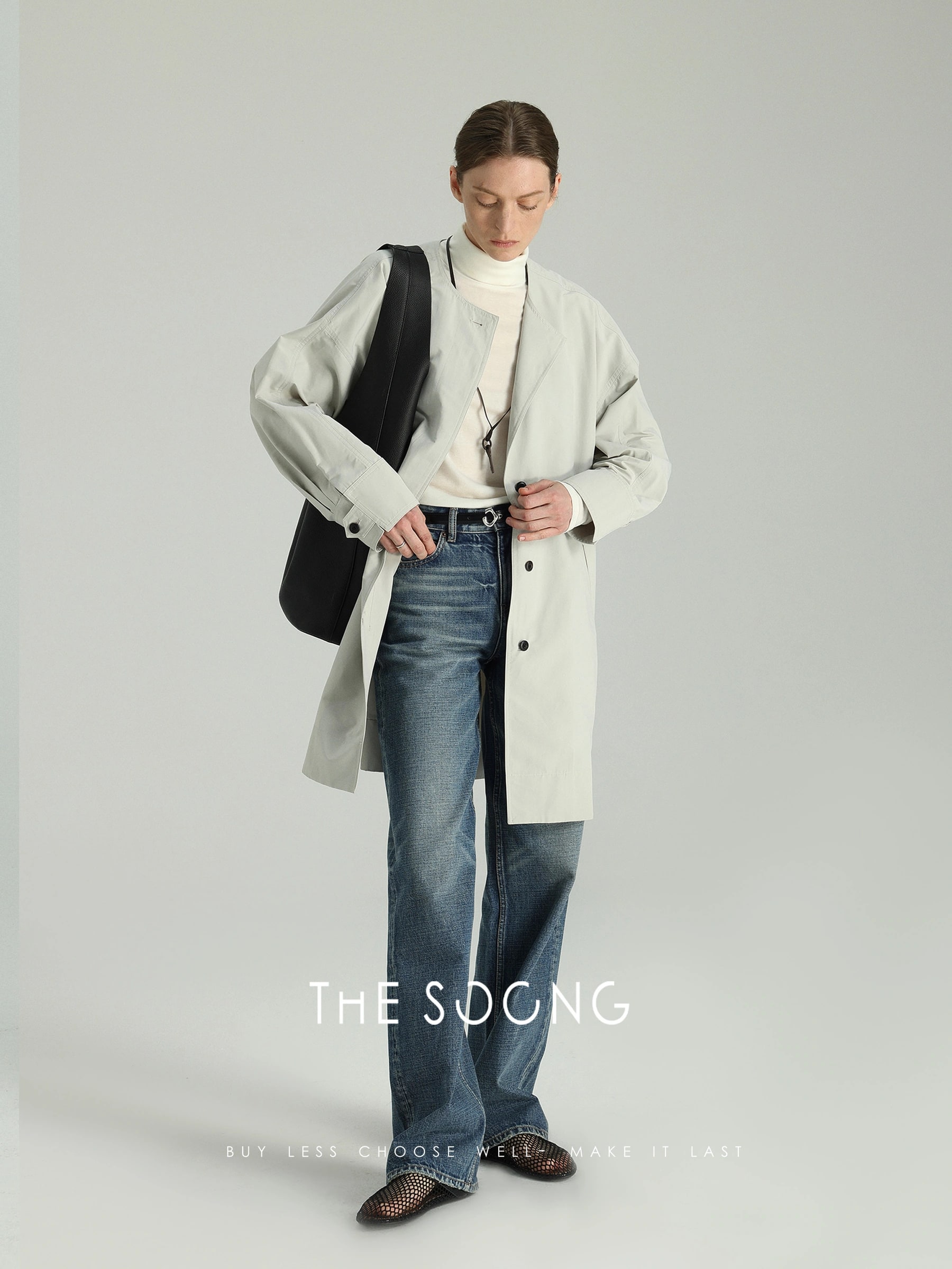 THESOONG クラシック ハンドブラッシュド・ヒゲ加工 ノンストレッチ ジップ ストラクチャード M view 2