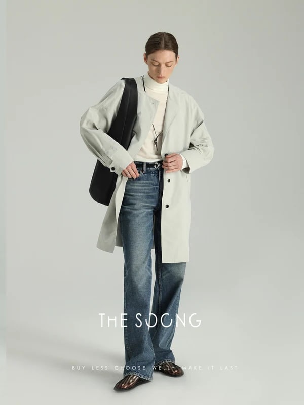 THESOONG Classic Hand-Brushed Whiskered Non-Stretch Zip Structured M view 2