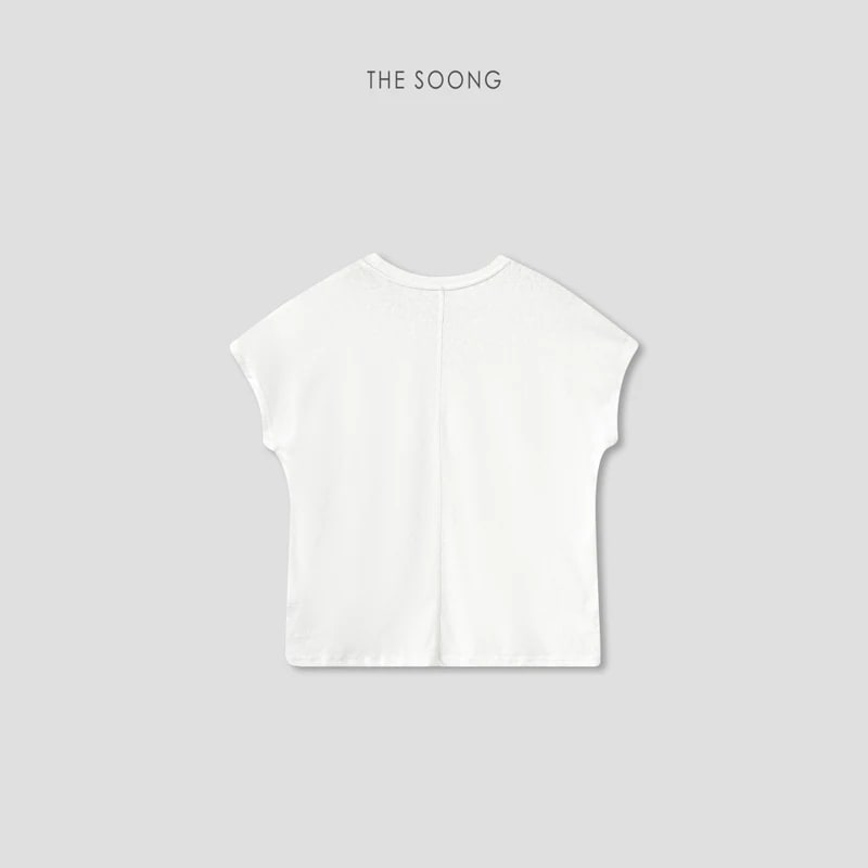 THESOONG Rain Dew Linen-Cotton Blend Small Flutter-Sleeve T-Shirt view 8
