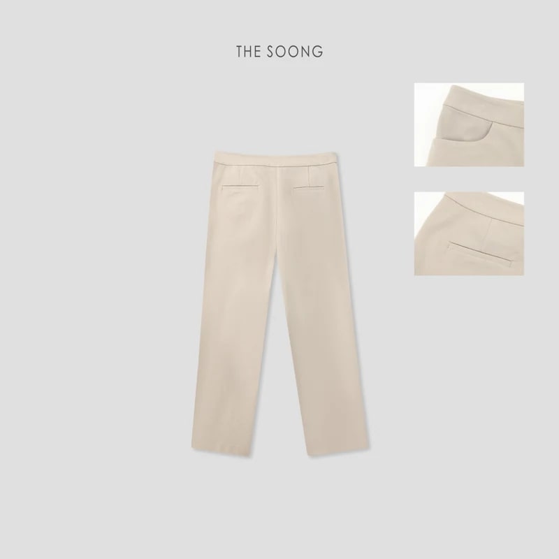 THESOONG Four-Way Stretch Mid-Rise Straight-Leg Cropped Black Pants - 6813 view 12