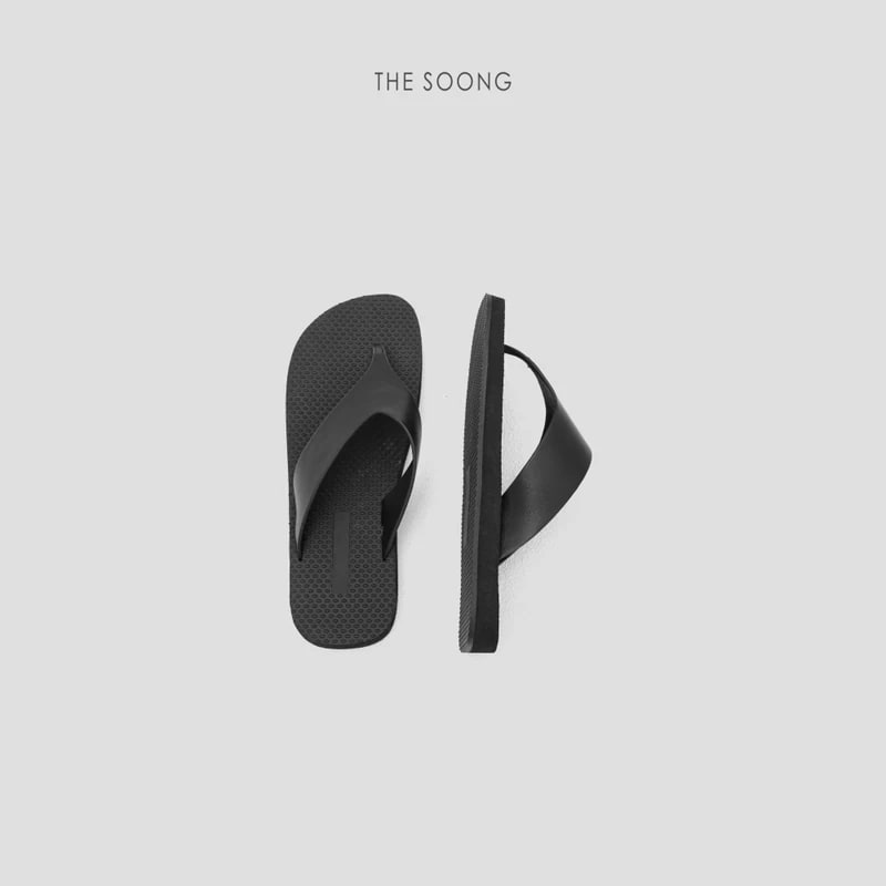 THESOONG Genuine Leather Flip-Flops, Hand-Polished Pebbled Finish view 9