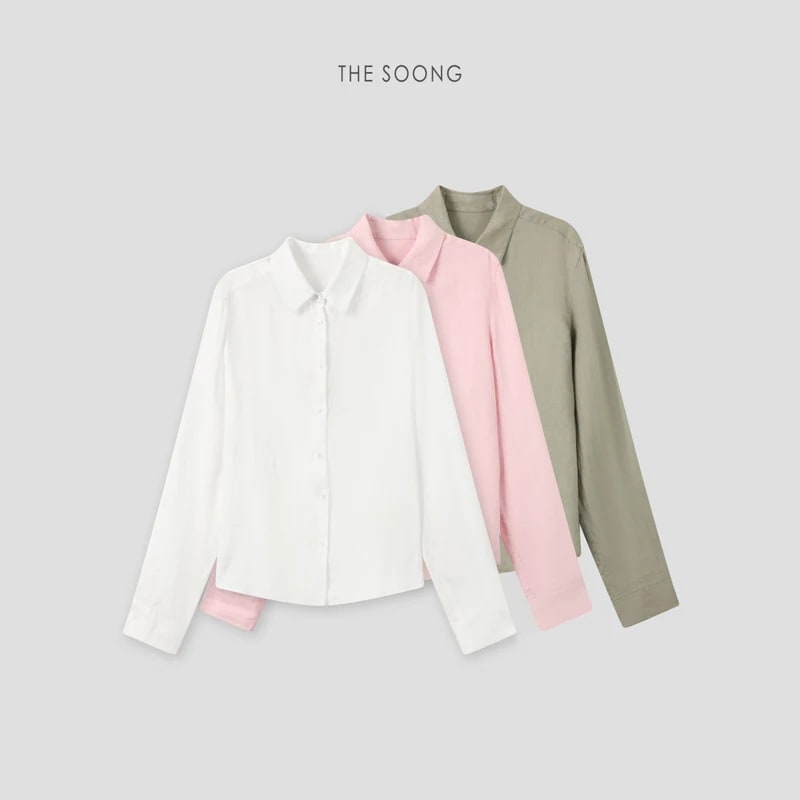 THESOONG Quiet Luxury 100% Linen Textured Collared Shirt - 8846 view 1