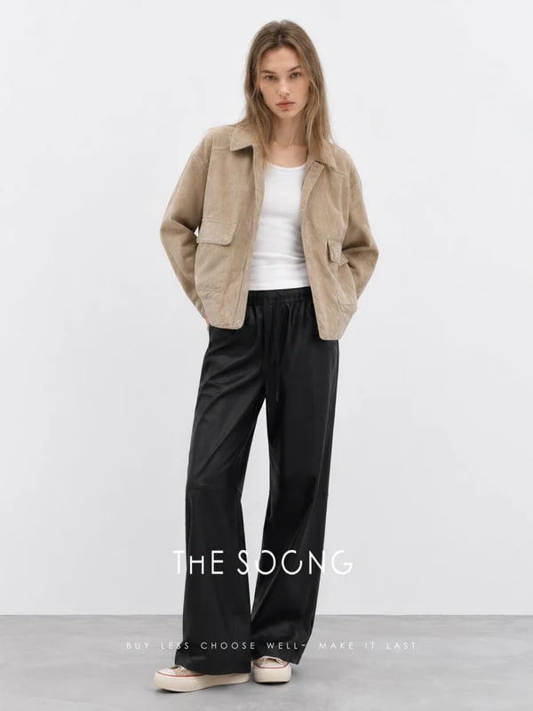 THESOONG “Jianghe” Imported Sudan Lambskin Cropped Leather Jacket - 9141 view 6