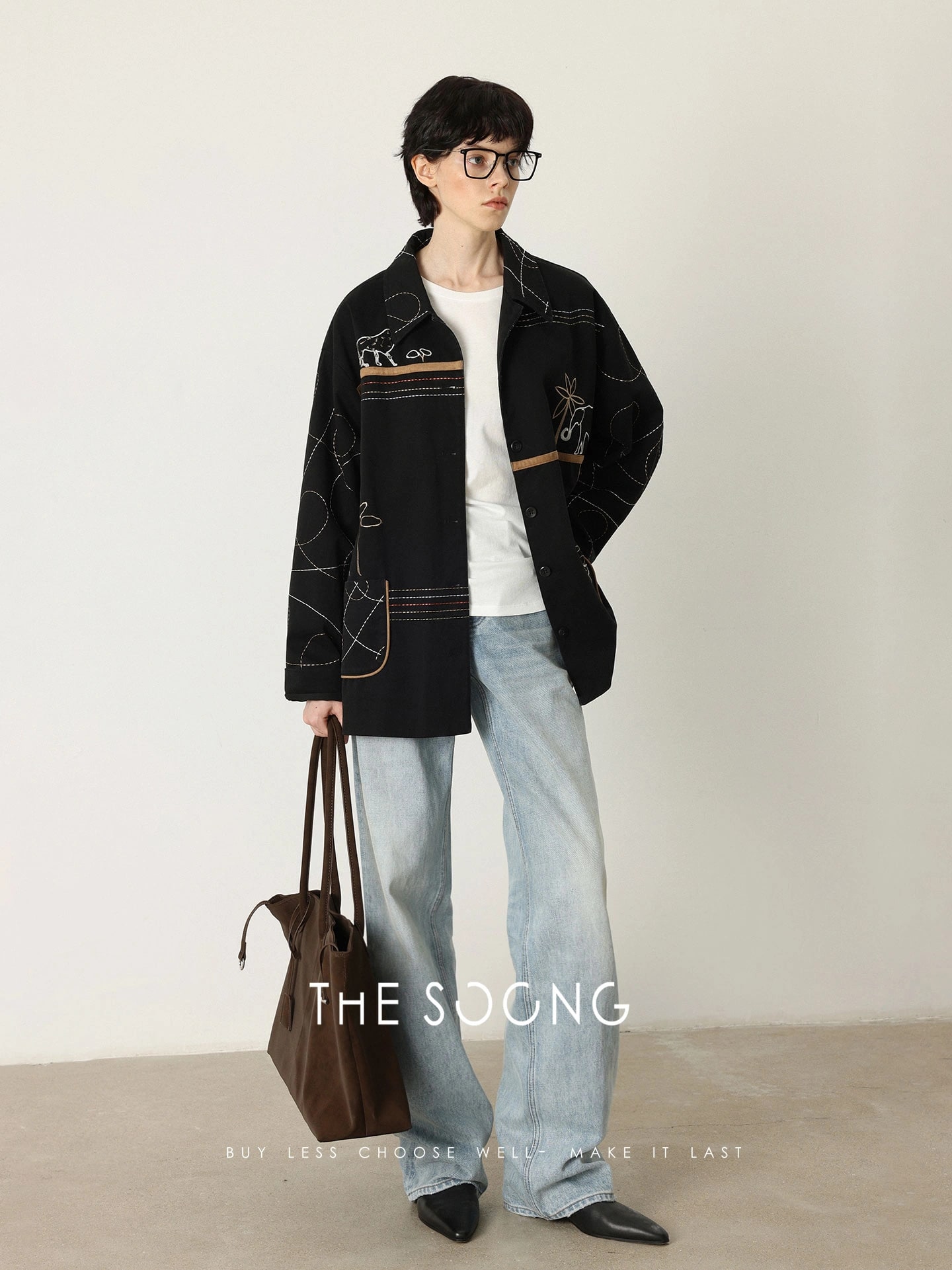 THESOONG Straight-Leg Denim Trousers in Light Blue view 6