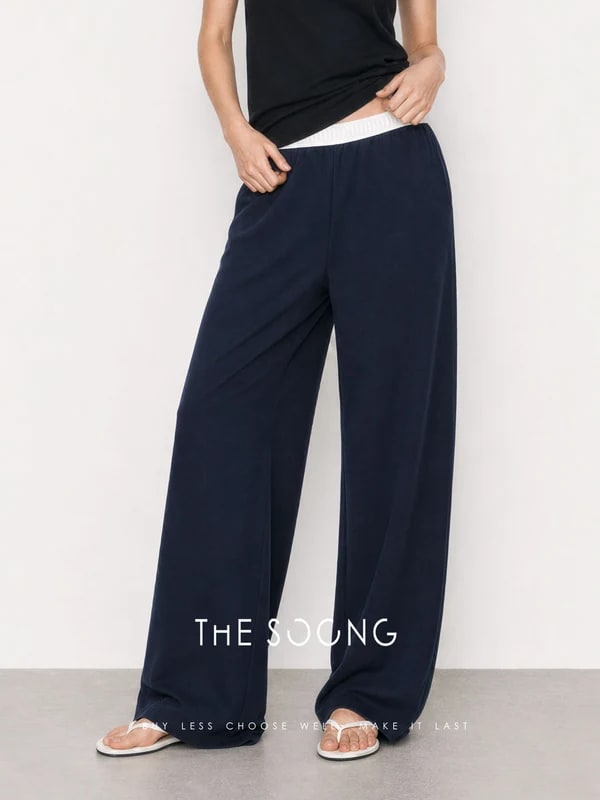 THESOONG Relaxed Mid-Rise Elastic-Waist Straight-Leg Pants - 4926 view 2
