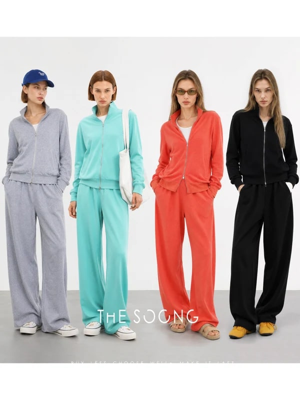 THESOONG “Evergreen” Cotton-Blend Stand-Collar Casual Set - 8995/8996 view 2