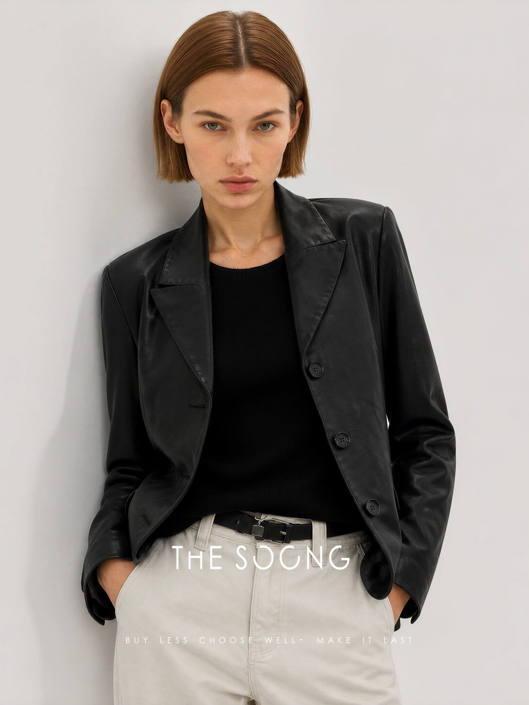 THESOONG “Kendall Leather” Classic Matte Lambskin Jacket - 9304 view 3