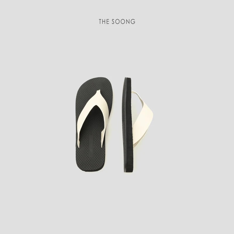 THESOONG Genuine Leather Flip-Flops, Hand-Polished Pebbled Finish view 3