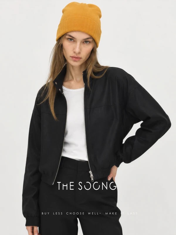 THESOONG “Bass Jacket” Relaxed Zip-Up Stand-Collar Cropped Jacket - 9142 view 4