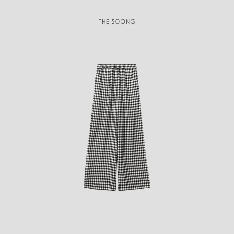 THESOONG Classic Black & White Check Elastic-Waist Pants - 6623 view 1