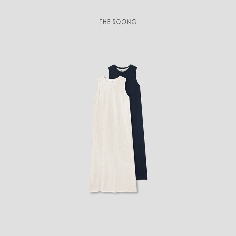 THESOONG 280G Cotton Sleeveless Straight Slit Maxi Dress - 9328 view 1