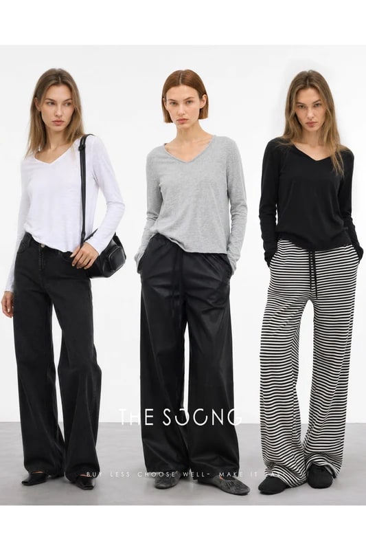 THESOONG “Snow Fleece” Soft Brushed Cotton V-Neck Long-Sleeve Top - 9047 view 2
