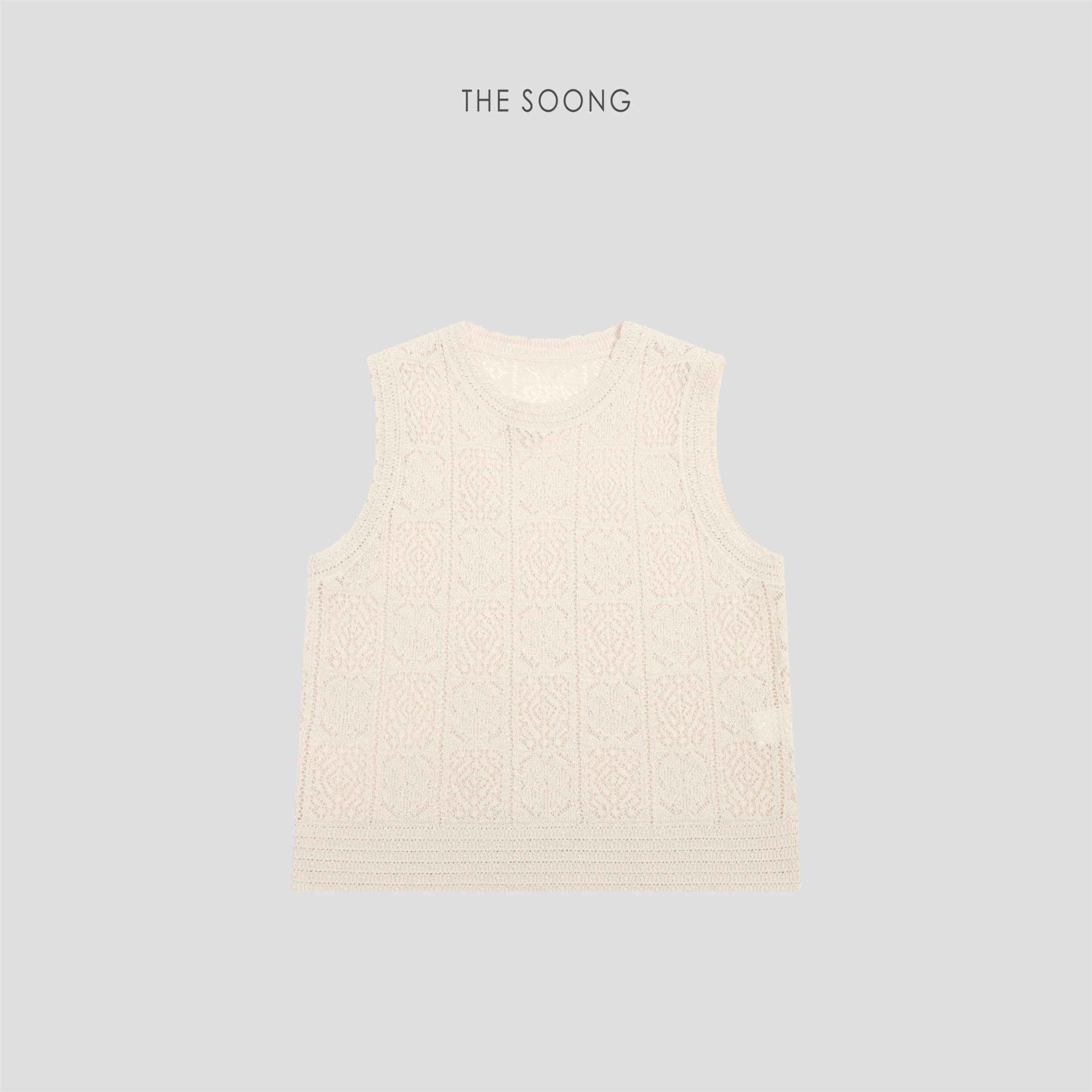 THESOONG Vintage Irish Hand-Knitted Aran Textured Vest Top 8531