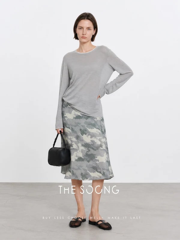 THESOONG Camo Print High-Waist Mermaid Midi Skirt - 9413 view 4