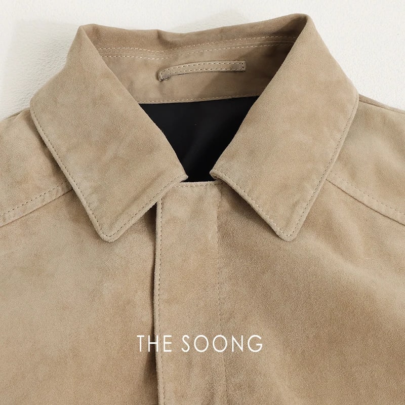 THESOONG “Jianghe” Imported Sudan Lambskin Cropped Leather Jacket - 9141 view 9
