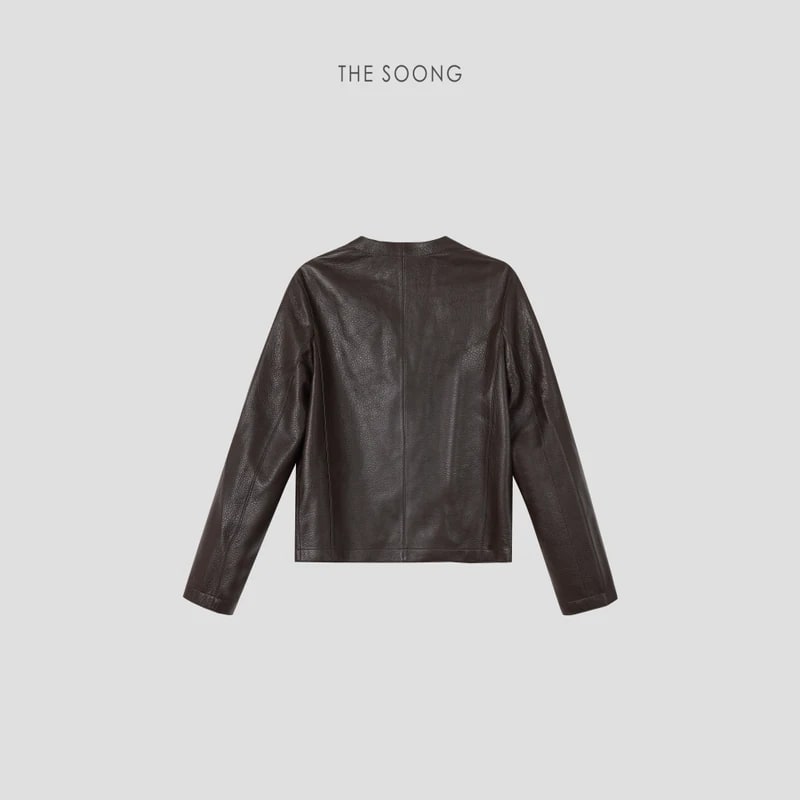 THESOONG “Leather Poem” New Zealand Lambskin Cropped Jacket - 8918 view 7