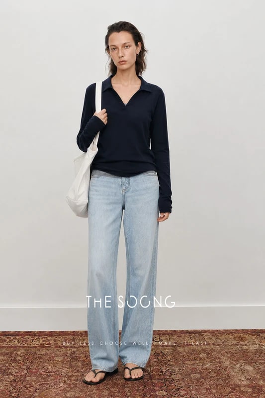 THESOONG 26s' Classic Versatile Slimming Henley Polo Long Sleeve view 3