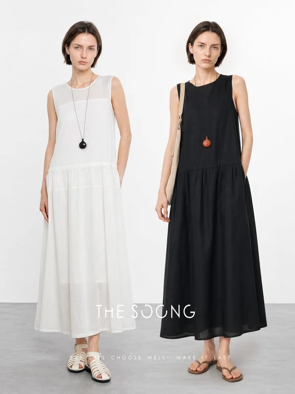 THESOONG Summer Linen Cotton Sleeveless Dress 9370 view 2