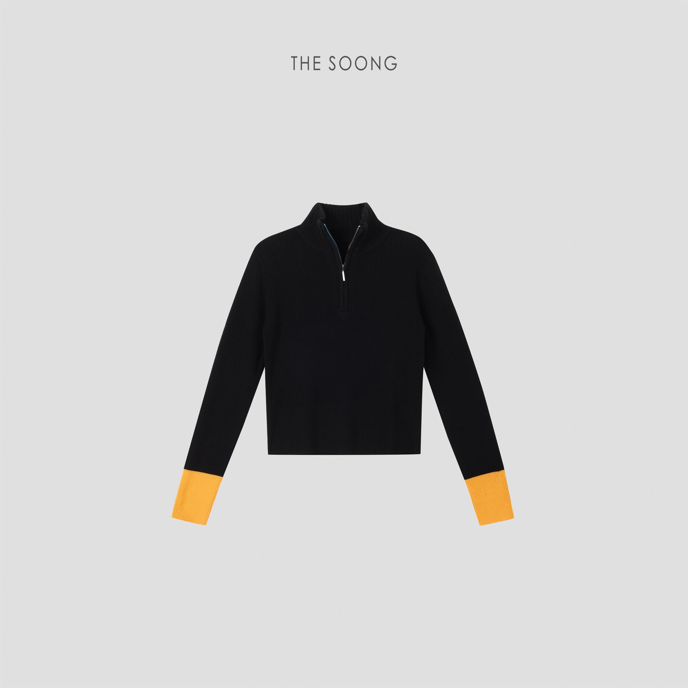 THESOONG 100% Wool Half-Zip Ribbed Stand-Collar Sweater - 8985 view 9
