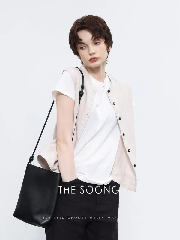THESOONG Sand-Washed Softened Lightweight Linen Sleeveless Vest view 4