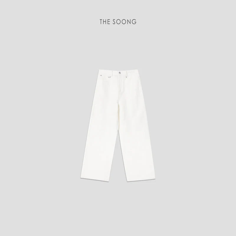 THESOONG “Fresh White” Mid-Rise Relaxed Straight-Leg Jeans - 8478 view 1