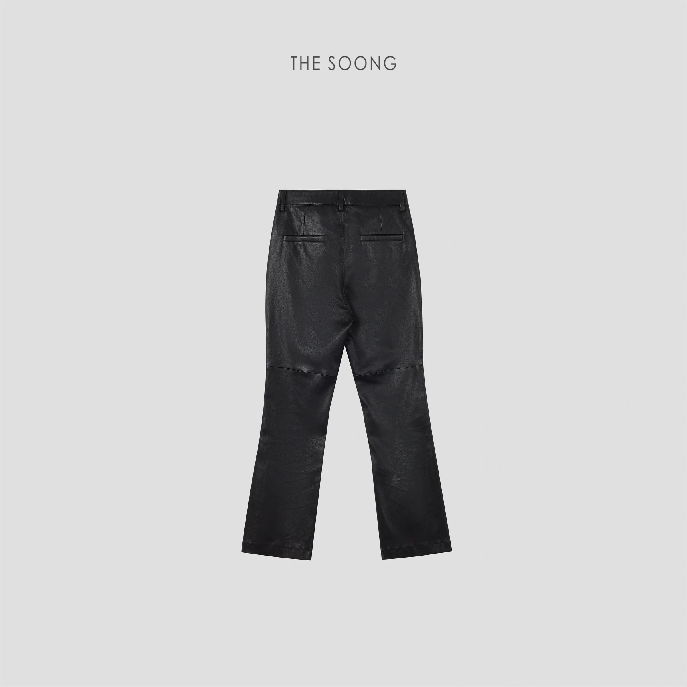 THESOONG “Matte Edge” British Lambskin Mid-Rise Flared Leather Pants - 9145 view 14