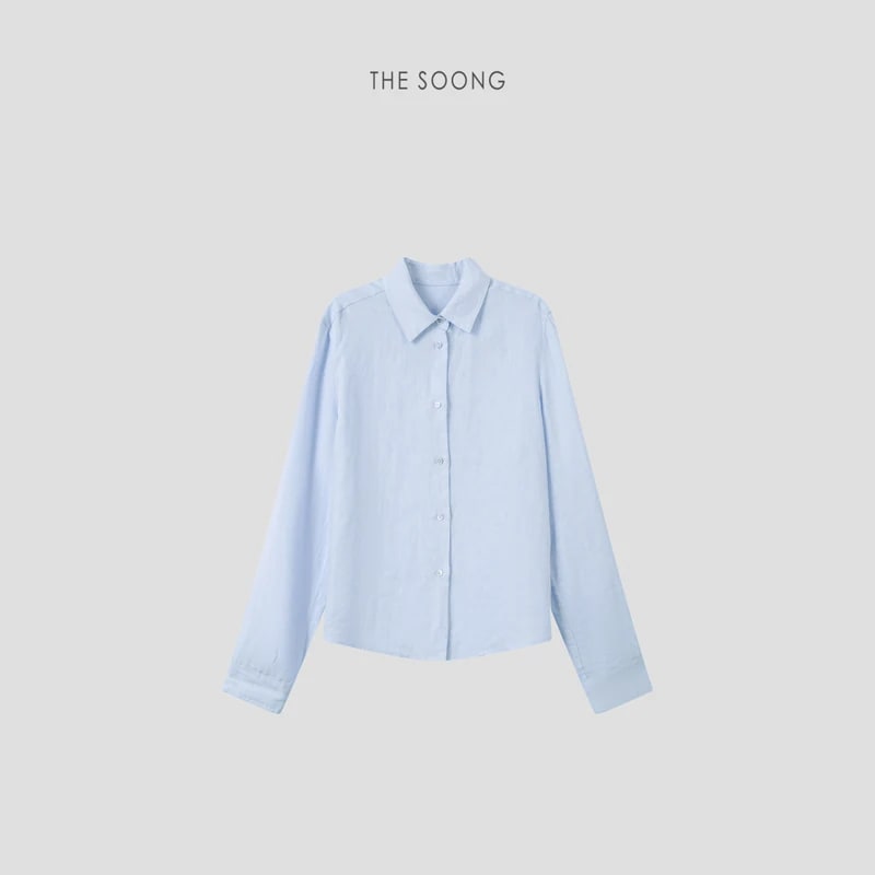 THESOONG Quiet Luxury 100% Linen Textured Collared Shirt - 8846 view 10